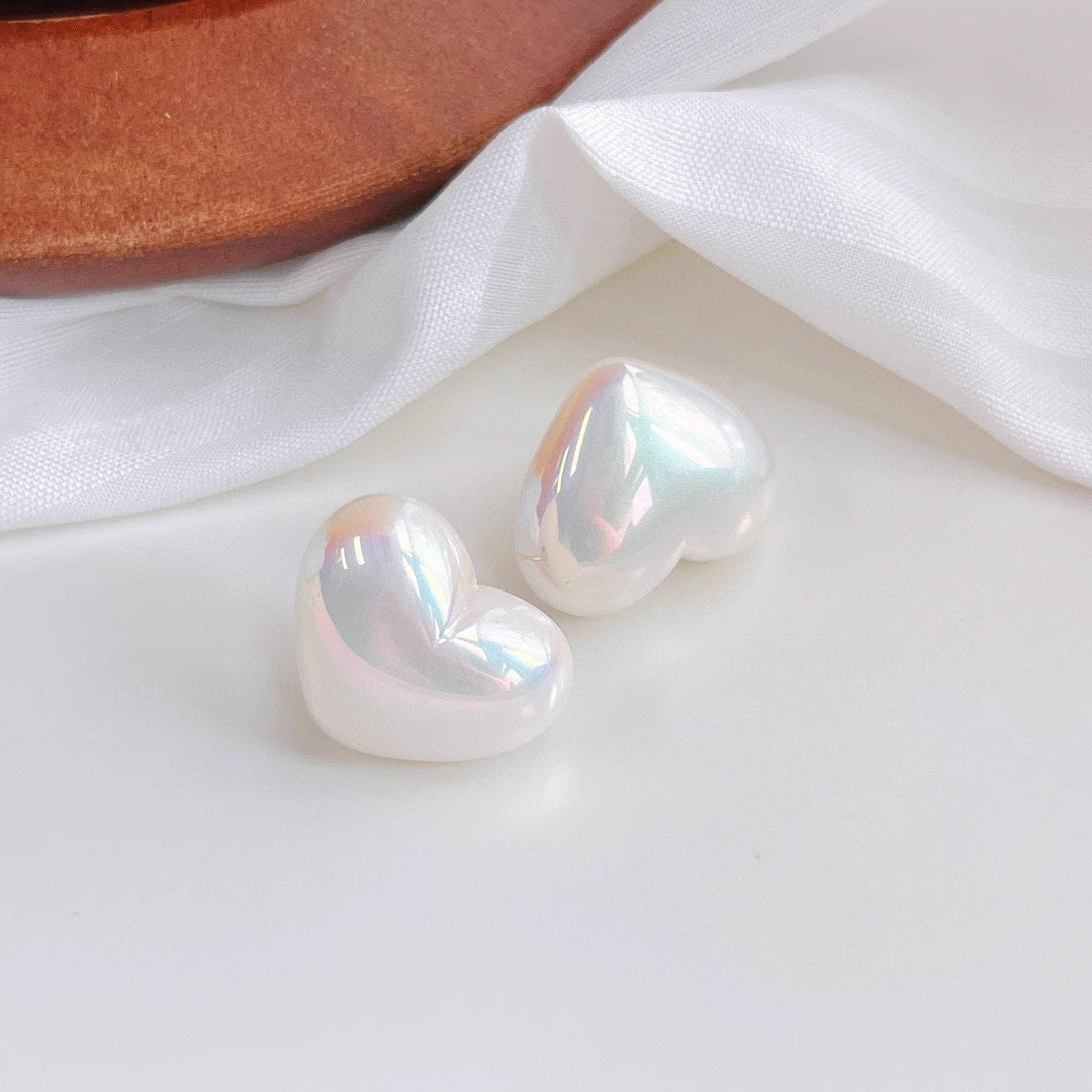 Heart Shaped Pearls Harbor Style Large Earrings
