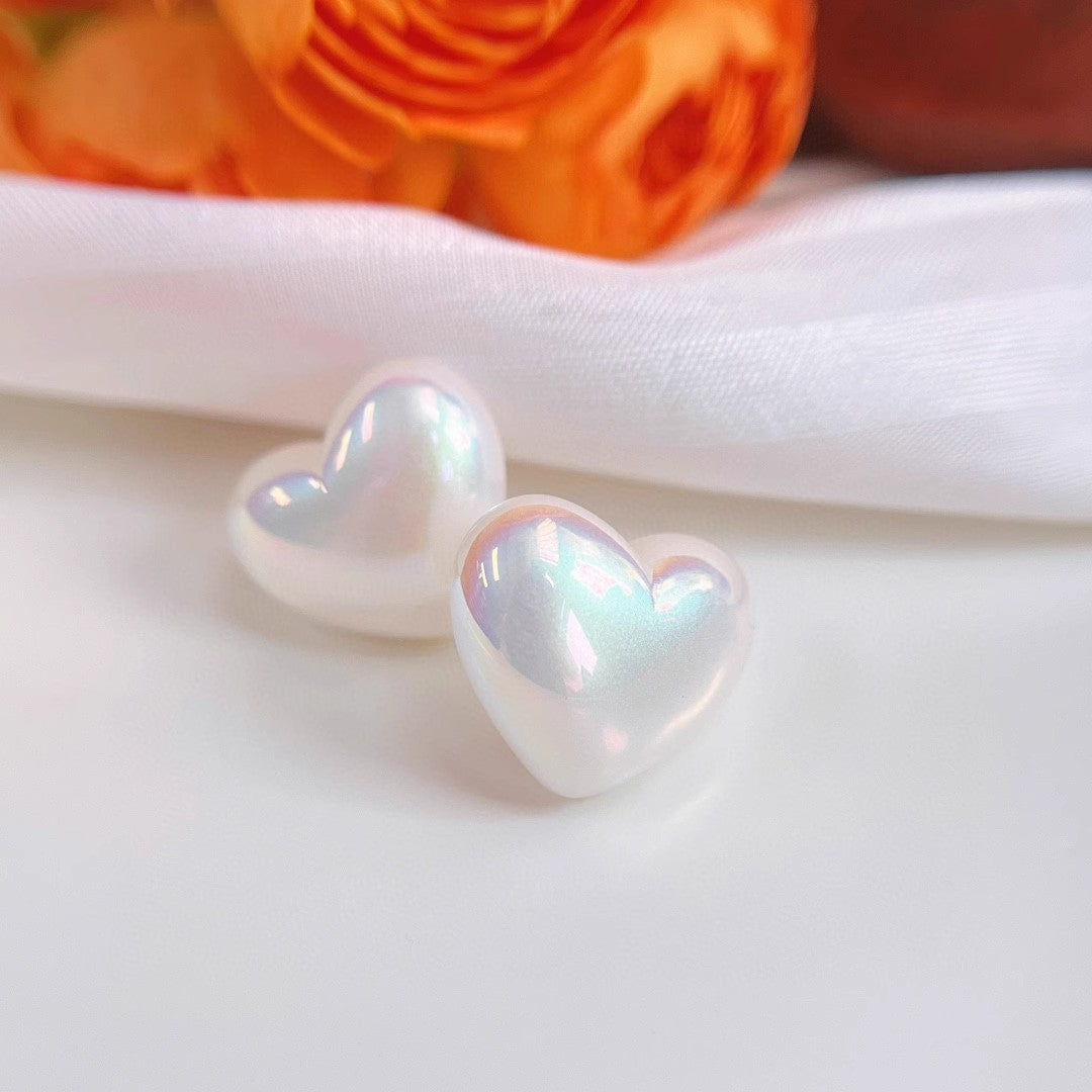 Heart Shaped Pearls Harbor Style Large Earrings