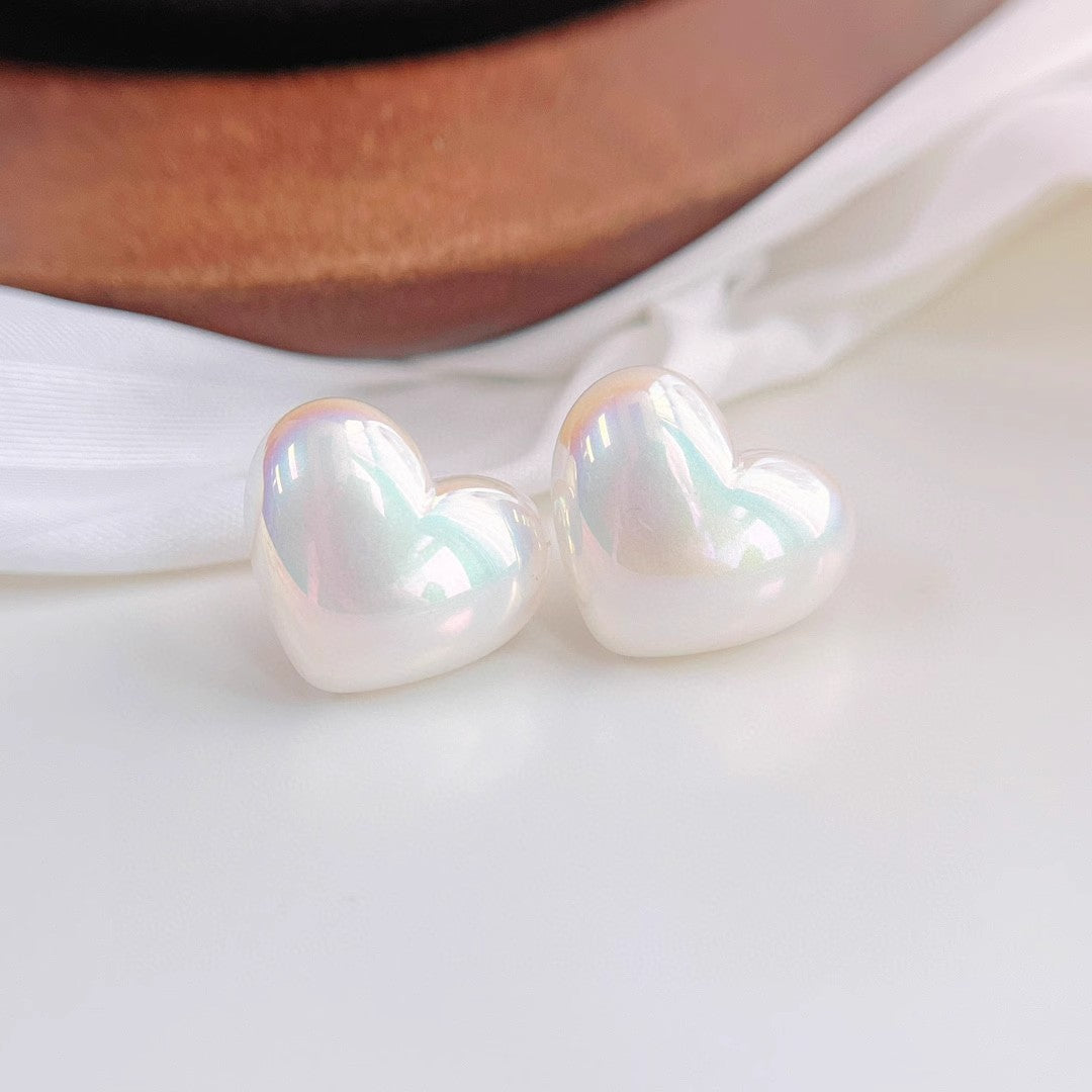 Heart Shaped Pearls Harbor Style Large Earrings